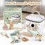 GAGAKU 16-TLG. Holz-Schminkkoffer für Mädchen ab 3 Jahren Kinderschminke-Set aus Holz mit realistischem Zubehör wie Lippenstift & Spiegel Perfektes Rollenspiel-Kosmetikset für Kinder