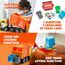 JOYIN Müllauto Spielzeug mit Lichtern und Sound,40cm Großer Müllwagen Spielzeug ab 3 4 5 6 7 Jahre,Müllabfuhr Auto Kinder mit Frontlader-Mülltonne, 3 seitlichen Mülleimern mit 30 Stück (orange)