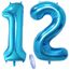 2 Luftballons Zahl 12, Nummer Luftballon Blau Mädchen Junge Jungs,40" Riesen Aufblasbar Helium Folienballon Blue Ballons Figuren für Geburtstag 12.Jahre Kinder Jungen Party Dekoration (xxxl 100cm)
