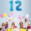 2 Luftballons Zahl 12, Nummer Luftballon Blau Mädchen Junge Jungs,40" Riesen Aufblasbar Helium Folienballon Blue Ballons Figuren für Geburtstag 12.Jahre Kinder Jungen Party Dekoration (xxxl 100cm)