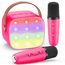 Dislocati Tragbarer Karaoke Maschine mit 2 Bluetooth Mikrofon, Kinder Geschenke Spielzeug für 3-12 Jahre Mini Karaoke Mikrofon Set mit DSP & LED-Lichtern Ideal für Familienfeiern, Partys & Outdoor