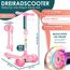KIDIZ® Roller Kinder Scooter X-Pro2 Dreiradscooter mit PU LED Leuchtenden Räder Kinderroller faltbar Tret-Roller höhenverstellbarer Cityroller Kinderscooter für Jungen Mädchen 3-12 Jahre, Rosa