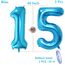 2 Luftballons Zahl 15, Nummer Luftballon Blau Mädchen Junge Jungs,40" Riesen Aufblasbar Helium Folienballon Blue Ballons Figuren für Geburtstag 15.Jahre Kinder Jungen Party Dekoration (xxxl 100cm)