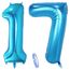 2 Luftballons Zahl 17, Nummer Luftballon Blau Mädchen Junge Jungs,40" Riesen Aufblasbar Helium Folienballon Blue Ballons Figuren für Geburtstag 17.Jahre Kinder Jungen Party Dekoration (xxxl 100cm)