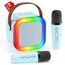 Karaoke Maschine mit 2 Karaoke Mikrofonen, Karaoke Maschine Kinder mit Mikrofon Mädchen Geschenke Spielzeug für 3-12 Jahre - Bluetooth MusikLautsprecher, Blau