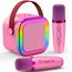 Dislocati Karaoke Maschine Kinder mit 2 Karaoke Mikrofon Bluetooth, Mädchen Geschenke Spielzeug für 3-12 Jahre, Tragbarer Lautsprecher mit LED-Lichtern, Ideal für Familienfeiern und Freundestreffen