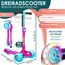 KIDIZ® Roller Kinder Scooter X-Pro2 Dreiradscooter mit PU LED Leuchtenden Räder Kinderroller faltbar Tret-Roller höhenverstellbarer Cityroller Kinderscooter für Jungen Mädchen 3-12 Jahre, Pink