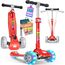 KIDIZ® Roller Kinder Scooter X-Pro2 Dreiradscooter mit PU LED Leuchtenden Räder Kinderroller faltbar Tret-Roller höhenverstellbarer Cityroller Kinderscooter für Jungen Mädchen 3-12 Jahre, Rot