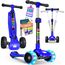 KIDIZ® Roller Kinder Scooter X-Pro2 Dreiradscooter mit PU LED Leuchtenden Räder Kinderroller faltbar Tret-Roller höhenverstellbarer Cityroller Kinderscooter für Jungen Mädchen 3-12 Jahre, Blau