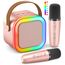 Karaoke Maschine Kinder, Geschenk für Mädchen 3-12 Jahre, Karaoke Kinder Spielzeug ab 3-12 Jahre Mädchen, Karaoke Maschine mit 2 Karaoke Mikrofon Kinder