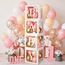 Mandarine Vintage Pink Babyparty Box Deko, 109 Stück Luftballon Girlande Rosa Weiß Gold, 4 Ballonbox mit 27 Buchstaben(B+A-Z), für Babyparty Deko Mädchen, Geburtstagsdeko Mädchen, Gender Reveal