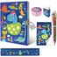Set Tagebuch Junge, Kinder Schreibwaren-Geschenkset Enthält Dinosaurier Tagebuch mit Schloss Mädchen Notizblock Radiergummi Spitzer Lineal und 6-Farben-Stift für Teenager Notizbuch Geschenke 6+ Jahren