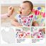 APOGO Lätzchen zum Bemalen 10 Stück Weiße Lätzchen 29.5 * 25.3cm Aus Baumwolle und Wasserdichte Seite, mit 24 Textilstie und 4 Schablonen für Junge und Mädchen Baby shower Party Deko