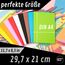 perfect ideaz - Moosgummi DIN-A4, 27 Blatt, 9 Farben, 29,7 x 21 cm (2 mm dick), farbiges Bastelmaterial für Kinder, Top Qualität