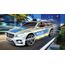Dickie Toys Mercedes-AMG E43 Polizeiauto, Polizei, motor. Spielzeugauto, Heckklappe öffnet per Knopfdruck mit Hundegebell-Soundeffekt, inkl. Batterien, 30 cm, Silber/Blau