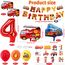 Feuerwehr Geburtstag Deko 4 Jahre 36 Stück, Feuerwehrauto 4 Geburtstag Luftballon, Kindergeburtstag Feuerwehrauto Deko, Feuerwehrmann Geburtstagsdeko, Geburtstagsdeko 4 Jahre Junge