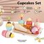 HERSITY Cupcake Spielzeug Torten, Holzspielzeug Küche Gebäck Kinderküche mit Palette, Rollenspiele Kinder Geburtstagsgeschenk für Mädchen 3 4 5 Jahren