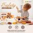 Airlab Kinderküche Spielküche Zubehör aus Holz, Küchenspielzeug Schneiden Brot Kinder, Bäckerei Spielzeug Lebensmittel Holz mit Klett-Verbindung, Holzspielzeug Küche Pädagogisches Rollenspiel Geschenk