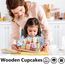 HERSITY Cupcake Spielzeug Torten, Holzspielzeug Küche Gebäck Kinderküche mit Palette, Rollenspiele Kinder Geburtstagsgeschenk für Mädchen 3 4 5 Jahren