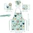 Pipoobear Kinderschürze Backset Kinder für 3-6 Jahren, 4 Backset inklusive Schürze Kinder Kochmütze Ofenhandschuhe Matte aus Baumwolle, Kinderschürzen für Malerei Kochen Backen Küche