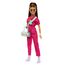 Barbie Fashionista - Puppe in pinkem Jumpsuit mit Accessoires und Welpen für Styling-Spaß und Geschichtenerzählen, braune Haare mit Pony, für Kinder ab 3 Jahren, HPL76