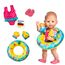 Heless 88 - Schwimm-Set für Puppen, Badeanzug, Clogs, Schwimmring und -flügel mit lustigen Bade- und Wassermotiven, Puppengröße ca. 35 - 45 cm, für Badespaß an heißen Sommertagen