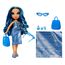 Rainbow High Swim & Style - Skyler (Blau) - 28 cm Große Puppe mit Schimmerndem Pareo, auf 10+ Arten zu tragen - Ausziehbarer Badeanzug, Sandalen, Spielzubehör - Spielzeug - Ideal für 4 bis 12 Jahre