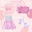 Xerteam Rosa Puppenkleider, Puppenkleidung 43cm 36cm 38cm, Puppenkleid mit Tüll und Schmetterling Strickjacke Socke mit Schleife Stirnband, Süße Puppenkleidung für Mädchengeburtstag