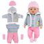 Baby Puppen Puppenkleidung 35-43 cm 1 graue Jacke + 1 gestreifter Pullover + 1 Strickmütze + 1 Paar Socken, Kleidung Outfits für Baby Kinder Mädchen Jungen (Puppe Nicht enthalten)