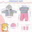 Baby Puppen Puppenkleidung 35-43 cm 1 graue Jacke + 1 gestreifter Pullover + 1 Strickmütze + 1 Paar Socken, Kleidung Outfits für Baby Kinder Mädchen Jungen (Puppe Nicht enthalten)