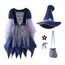 Generisch Faschingskostüme Kinder, Hexenkostüm Kinder - Hexenkostüm Mädchen Set 4-Teilig：Hexenhut,Tasche,Kleid Mit Zauberstab Cosplay Elegant Witch Costume Hexe Kostüm Für Karneval Party