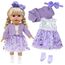 Xerteam 4 teilig Lila Puppenkleidung für 36-43cm Mädchen Puppe, Puppezubehör Mantel Puppen Kleider Socken Schmetterling Stirnband für 16-18 Zoll Baby Puppe, Puppensachen Set Geschenk Kinder