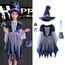 Generisch Faschingskostüme Kinder, Hexenkostüm Kinder - Hexenkostüm Mädchen Set 4-Teilig：Hexenhut,Tasche,Kleid Mit Zauberstab Cosplay Elegant Witch Costume Hexe Kostüm Für Karneval Party