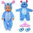 Puppenkleidung für Baby Puppen Blau, Baby Kleidung Outfits Puppe Zubehör für 35-43cm Puppe, Enthält Overall, Socken und Kleiderbügel, Geschenke für Mädchen Jungen