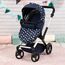 Bayer Design 17015AA Puppenwagen Xeo mit Tasche, höhenverstellbarer Griff, Schwenkschieber, wandelbar als Puppenjogger, bewegliche Vorderräder, integrierter Korb, Blau, Weiß