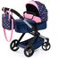 Bayer Design 17016AA Puppenwagen Xeo mit Tasche, höhenverstellbarer Griff, Schwenkschieber, wandelbar als Puppenjogger, bewegliche Vorderräder, integrierter Korb, Blau, Rosa, Weiß