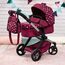Bayer Design 17023AA Puppenwagen Xeo mit Tasche, höhenverstellbarer Griff, Schwenkschieber, wandelbar als Puppenjogger, bewegliche Vorderräder, integrierter Korb, Bordeaux, Rosa