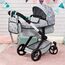 Bayer Design 17007AA Puppenwagen Xeo mit Tasche, höhenverstellbarer Griff, Schwenkschieber, wandelbar als Puppenjogger, bewegliche Vorderräder, integrierter Korb, Grau, Weiß, Rosa