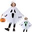 Gespenst Kostüm Kinder mit Leuchtendem,3-12 Jahre Halloween Kostüm Geist Umhang Weiß mit Kapuze & Kürbis Bag,Geistergesicht Boo Geister Kostüme Mädchen Jungen für Halloween Karneval Cosplay(L)