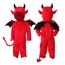 Generisch Halloween Kostüm Kinder Rot Teufelchen Kostüm Inklusive Flügel Body Overall Jumpsuits mit Kapuze Faschingskostüme Teufel und Dämonen für Partys und Feiern 2-8 Jahre