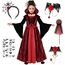 Vampir Kostüm Mädchen - Karneval Kostüm Kinder Vampir Kleid Kostüme Dress Up, Halloween Costume Mädchen Cosplay Gothic Kostüme mit Halskette und Vampire Zähne für Fasching Karneval Dracula Party