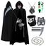 YADODO Sensenmann Kostüm Kinder Junge Mädchen mit Sense Mask 134 140 146 152 Gruselig Halloween Kostüm Kinder Sensenmann Umhang mit Kapuze Schwarzer Scream Reaper Tod Kostüm Sensenmann Kind