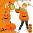 beifon Halloween Kostüm Kinder Kürbis mit Hut und Kürbistasche, Fleece Pumpkin Cosplay Kleinkind 3-7 Jahre für Halloween, Karneval Party
