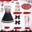 Halloween Kostüm Kinder, Zombie Cheerleader Kostüm, Monster High Faschingskostüme mit Strümpfen Pom Poms Tattoos, 9 PCS Halloween Cheerleader Horror Braut Kostüm für 10-12 Jahre Teenager Mädchen
