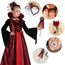 Vampir Kostüm Mädchen - Karneval Kostüm Kinder Vampir Kleid Kostüme Dress Up, Halloween Costume Mädchen Cosplay Gothic Kostüme mit Halskette und Vampire Zähne für Fasching Karneval Dracula Party