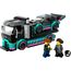 LEGO City Autotransporter mit Rennwagen, LKW-Spielzeug mit Verstellbarer Laderampe und Renn-Auto, Bauset mit 2 Minifiguren, Rennfahrer und LKW-Fahrer, Kinder ab 6 Jahren 60406