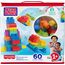Mega Bloks, Bausteine für Kinder ab 1 Jahr, 60 Bauklötze, mit wiederverwendbarem Aufbewahrungsbeutel, fördert Kreativität und Fantasie, Spielzeug ab 1 Jahr, DCH55, Die Verpackung kann variieren.