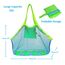 COOLGOEU Strandtasche Strandspielzeug Tasche XXL Groß für Sandspielzeug Wasserspielzeug für Kinder Aufräumsack Spielsack Badetasche Beachbag Faltbar für Familie Urlaub (Blau Mesh/Grün Strap)