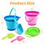 JOYIN 3 Pcs Faltbarer Eimer mit Schaufeln und Netztasche, Mehrzweckeimer für Strand, Campingausrüstung, Strandparty, Angeln und lustige Sommeraktivitäten, 3 Packungen (blau/rosa/grün)
