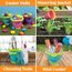 JOYIN 3 Packungen Faltbares Strand Eimer Set，Sandkasten Faltbare Sandspielzeug Eimer mit Netz-Rücksack für Kinder, Campingausrüstung, Sandparty